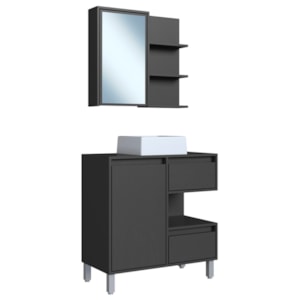 Gabinete 80 cm Espelheira e Cuba Branca CJ2001 Grafite FAEM Gabinete 80 cm Espelheira e Cuba Branca CJ2001 Grafite FAEM