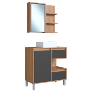 Gabinete 80 cm Espelheira e Cuba Branca CJ2001 Mell Grafite FAEM Gabinete 80 cm Espelheira e Cuba Branca CJ2001 Mell Grafite FAEM