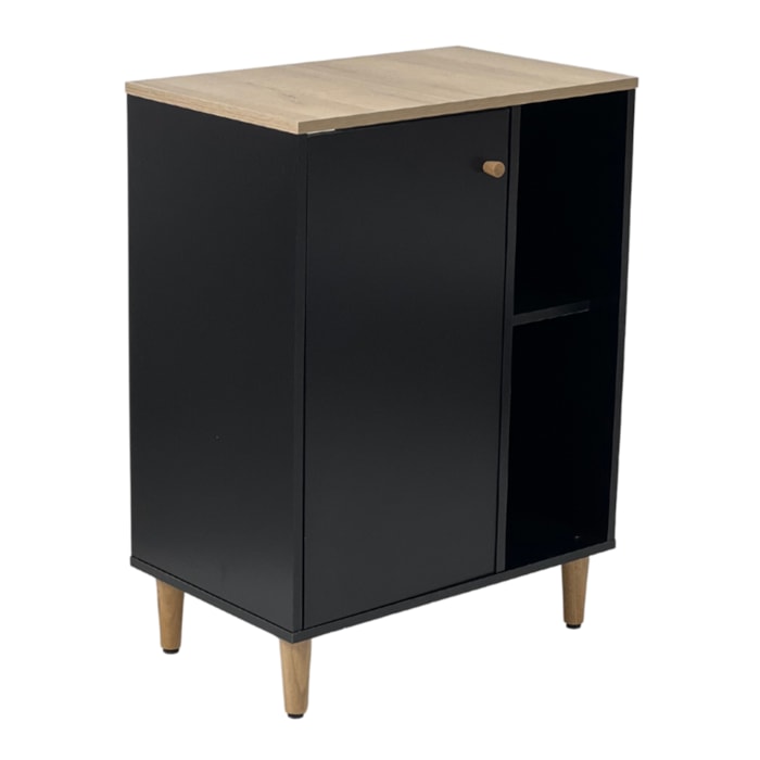 Gabinete Banheiro 1 Porta 2 Prateleiras 60 cm BN06 Preto Dtall