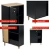 Gabinete Banheiro 1 Porta 2 Prateleiras 60 cm BN06 Preto Dtall