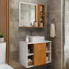 Gabinete Banheiro Espelheira E Cuba Branca 60 cm Titan Naturalle Branco BECHARA