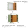 Gabinete Banheiro Espelheira E Cuba Branca 60 cm Titan Naturalle Pistache BECHARA