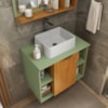 Gabinete Banheiro Espelheira E Cuba Branca 60 cm Titan Naturalle Pistache BECHARA