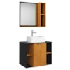 Gabinete Banheiro Espelheira E Cuba Branca 60 cm Titan Naturalle Preto BECHARA