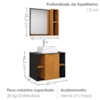Gabinete Banheiro Espelheira E Cuba Branca 60 cm Titan Naturalle Preto BECHARA