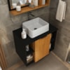 Gabinete Banheiro Espelheira E Cuba Branca 60 cm Titan Naturalle Preto BECHARA