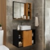 Gabinete Banheiro Espelheira E Cuba Branca 60 cm Titan Naturalle Preto BECHARA