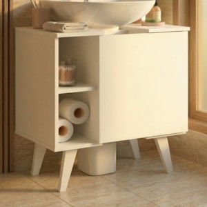 Gabinete Banheiro Para Pia De Coluna 1 Porta B86 Branco NOVAM