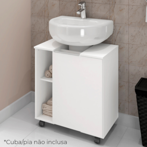 Gabinete Banheiro Pia de Coluna Pequin 56 cm Branco BECHARA