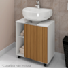 Gabinete Banheiro Pia de Coluna Pequin 56 cm Branco Ripado BECHARA