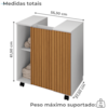 Gabinete Banheiro Pia de Coluna Pequin 56 cm Branco Ripado BECHARA