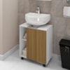Gabinete Banheiro Pia de Coluna Pequin 56 cm Branco Ripado BECHARA