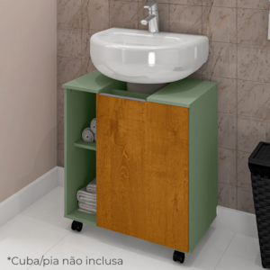 Gabinete Banheiro Pia de Coluna Pequin 56 cm Pistache Naturalle BECHARA