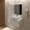 Gabinete Com Cuba E Espelho Para Banheiro BN3600x04 Marmore Branco Tecno Mobili