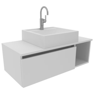 Gabinete Com Cuba Para Banheiro BN3600x01 Branco Tecno Mobili Gabinete Com Cuba Para Banheiro BN3600x01 Branco Tecno Mobili