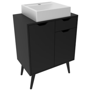 Gabinete Com Cuba Para Banheiro BN3600x37 Preto Tecno Mobili Gabinete Com Cuba Para Banheiro BN3600x37 Preto Tecno Mobili