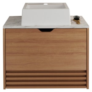 Gabinete Com Cuba Para Banheiro BN3630x13 Amendoa Marmore Branco Tecno Mobili Gabinete Com Cuba Para Banheiro BN3630x13 Amendoa Marmore Branco Tecno Mobili