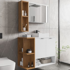 Gabinete Espelheira E Cuba Branca 70 cm Ibiza Branco Naturalle BECHARA