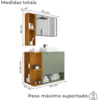 Gabinete Espelheira E Cuba Branca 70 cm Ibiza Pistache Naturalle BECHARA