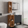 Gabinete Espelheira E Cuba Branca 70 cm Ibiza Preto Fosco Naturalle BECHARA