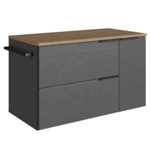 Gabinete Para Banheiro 02 Portas 01 Gaveta 80cm Mel Grafite PRODDY