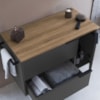 Gabinete Para Banheiro 02 Portas 01 Gaveta 80cm Mel Grafite PRODDY