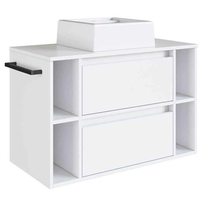 Gabinete Para Banheiro Com Cuba 01 GAV 80cm Branco PRODDY