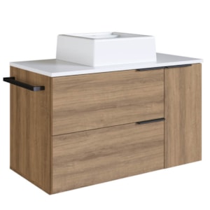 Gabinete Para Banheiro Com Cuba 01 GAV 80cm Mel Branco PRODDY