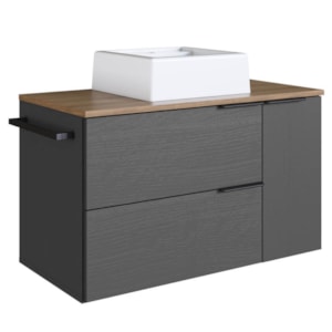 Gabinete Para Banheiro Com Cuba 01 GAV 80cm Mel Grafite PRODDY