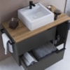 Gabinete Para Banheiro Com Cuba 01 GAV 80cm Mel Grafite PRODDY