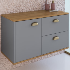 Gabinete Suspenso 01 Porta 2 Gavetas 80 cm MDF Livia Freijo Urbi FAEM
