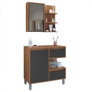 Gabinete Suspenso 80 cm e Espelheira CJ2001 Mell Grafite FAEM Gabinete Suspenso 80 cm e Espelheira CJ2001 Mell Grafite FAEM