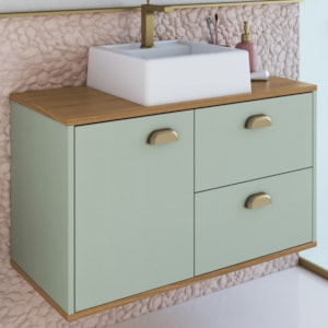 Gabinete Suspenso 80 cm MDF Cuba Branca Livia Freijo Moscatel FAEM