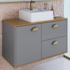 Gabinete Suspenso 80 cm MDF Cuba Branca Livia Freijo Urbi FAEM