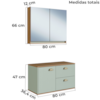 Gabinete Suspenso e Armario Espelheira 80 cm MDF Livia Freijo Moscatel FAEM