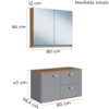 Gabinete Suspenso e Armario Espelheira 80 cm MDF Livia Freijo Urbi FAEM