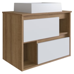 Gabinete Suspenso Para Banheiro Com Cuba 60 cm LVP03 Mell Branco NOVAM