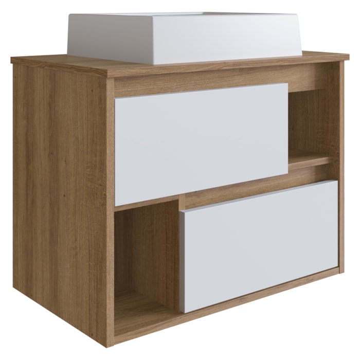 Gabinete Suspenso Para Banheiro Com Cuba 60 cm LVP03 Mell Branco NOVAM