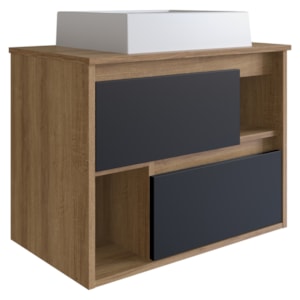 Gabinete Suspenso Para Banheiro Com Cuba 60 cm LVP03 Mell Preto NOVAM