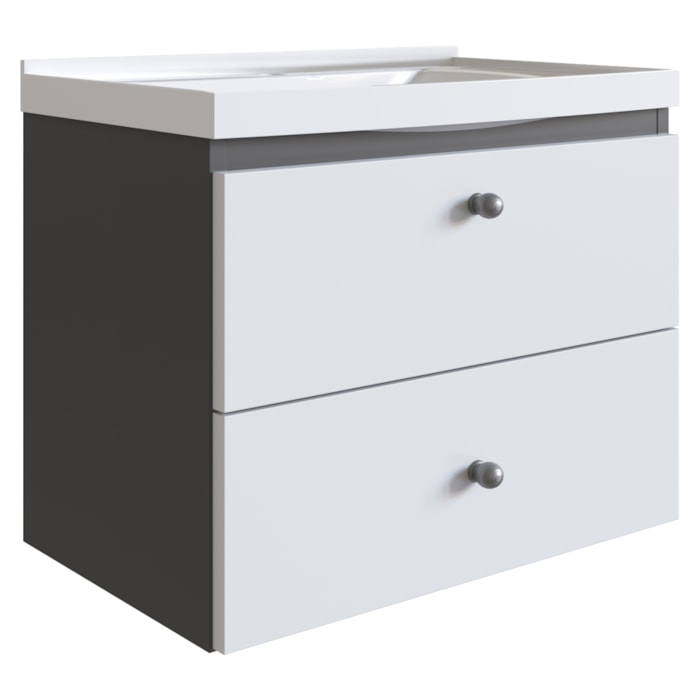 Gabinete Suspenso Para Banheiro Com Lavatorio 50 cm LVP01 Grafite Branco NOVAM