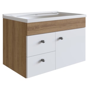 Gabinete Suspenso Para Banheiro Com Lavatorio 60 cm LVP02 Mell Branco NOVAM