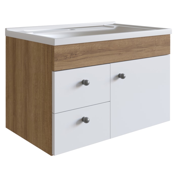 Gabinete Suspenso Para Banheiro Com Lavatorio 60 cm LVP02 Mell Branco NOVAM