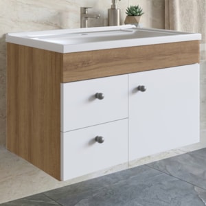 Gabinete Suspenso Para Banheiro Com Lavatorio 60 cm LVP02 Mell Branco NOVAM