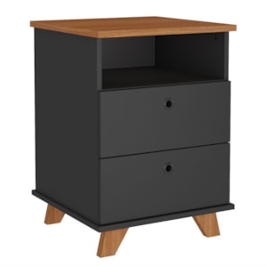 Gaveteiro 2 Gavetas Com Nicho 45x63 cm Freijo Preto Artany