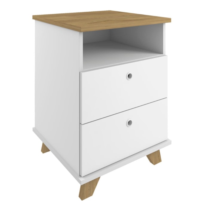 Gaveteiro 2 Gavetas Com Nicho 45x63 cm Olmo Branco Artany