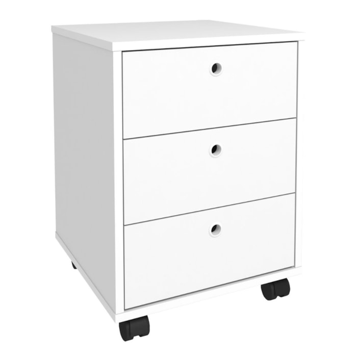 Gaveteiro 3 Gavetas Com Rodizios 40x54 cm Branco Artany