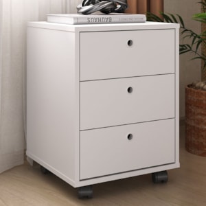 Gaveteiro 3 Gavetas Com Rodizios 40x54 cm Branco Artany