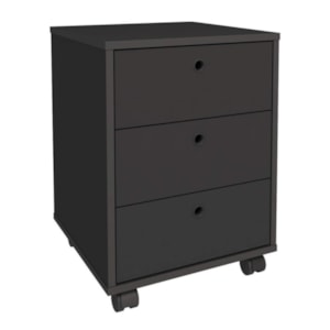 Gaveteiro 3 Gavetas Com Rodizios 40x54 cm Preto Artany