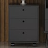 Gaveteiro 3 Gavetas Com Rodizios 40x54 cm Preto Artany