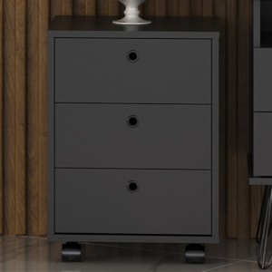 Gaveteiro 3 Gavetas Com Rodizios 40x54 cm Preto Artany